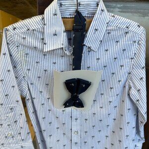 Deux par Deux Palms Shirt & Bow Tie